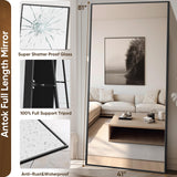 Full Length Mirror, 81"x41" Floor Mirror, Rect Full Length Mirror with Stand, Full Body Floor