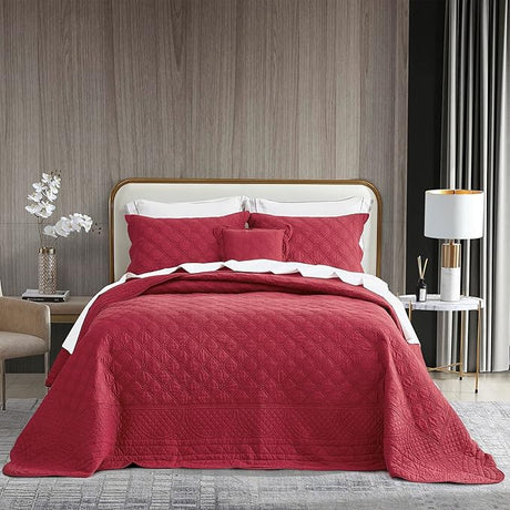 Oversized Cotton Bedspread Queen Size - Real Stitching - Luxury Quilted Bedding Cover