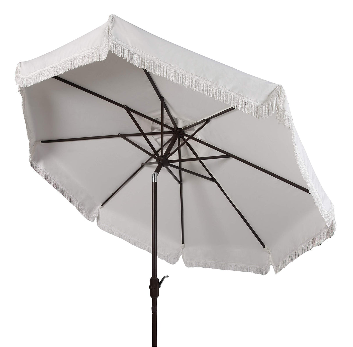 PAT8008A Collection Milan Fringe Navy and White 9Ft Crank Outdoor Push Button