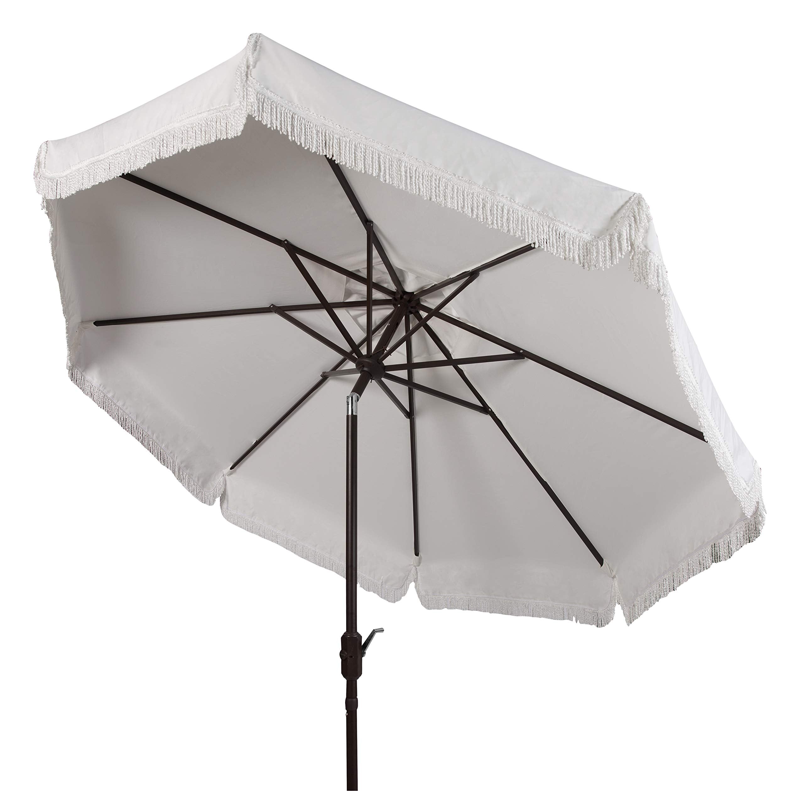 PAT8008A Collection Milan Fringe Navy and White 9Ft Crank Outdoor Push Button