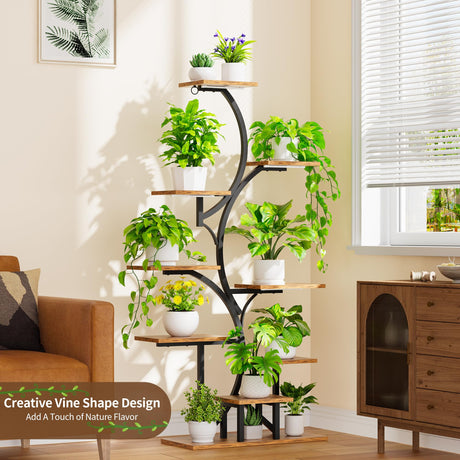 Plant Stand Indoor with Grow Lights, 9 Tiered Indoor Plant Shelf, 54.6" Tall Plant Stands