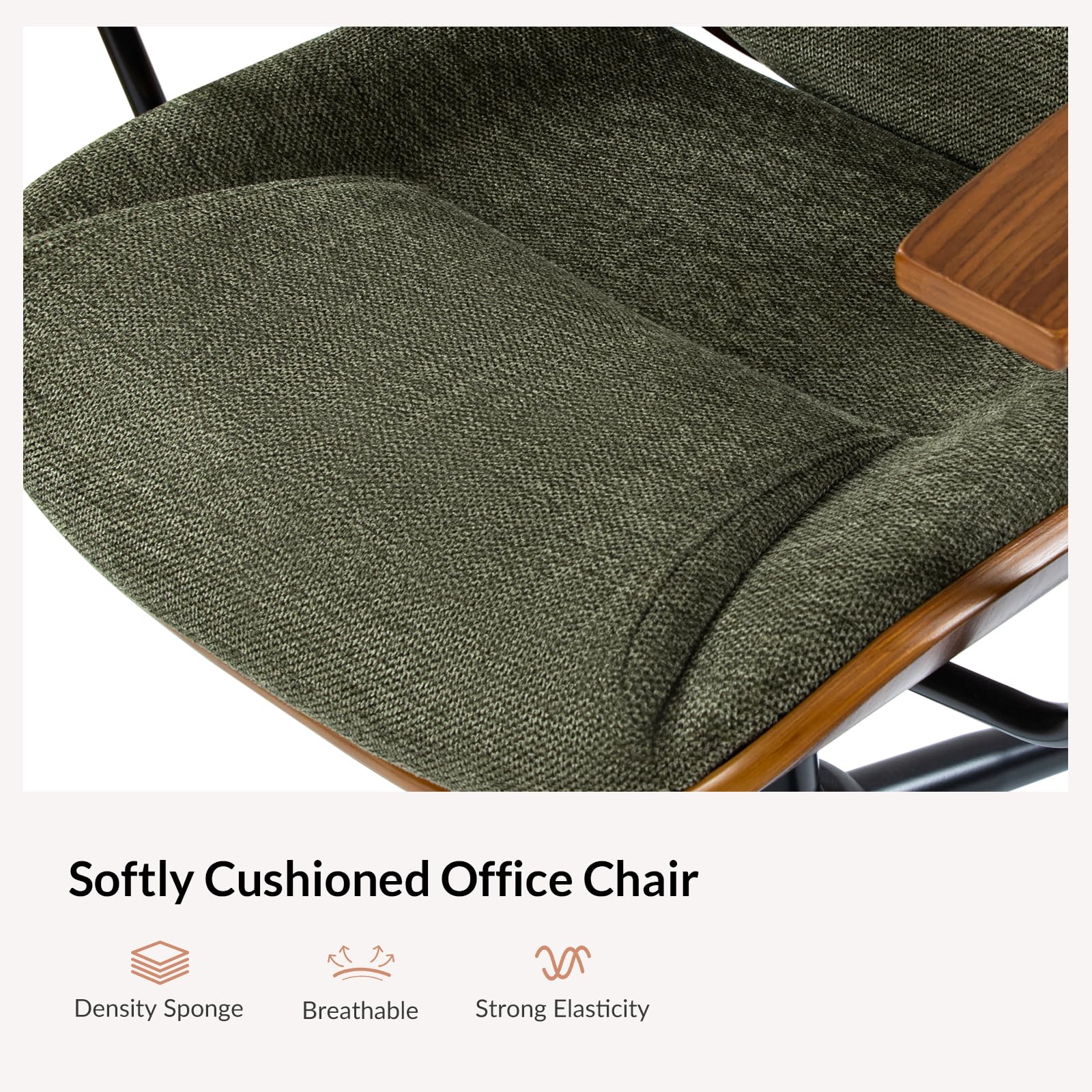 Modern Bentwood Office Chair - Ergonomic Swivel Desk Chair with Adjustable Height