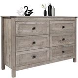 Farmhouse 6 Drawers Dresser, Wood Double Dresser Chest of Drawers