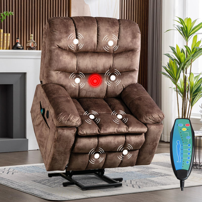 Phoenix Home Large Power Lift Chair with Massage and Heat for Elderly Recliner, Light Grey