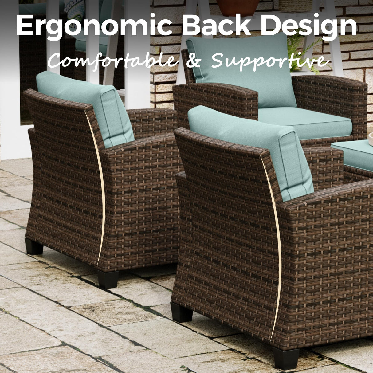 Patio Furniture Set, 5 Pcs Wicker Outdoor Conversation Set