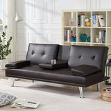 Convertible Futon Sofa Bed, Reclining Lounge Couch Sofa with Armrests