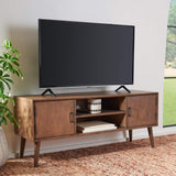 Home Collection Sorrel Mid-Century Brown 2-Door 1-Shelf Media 50-inch Flatscreen