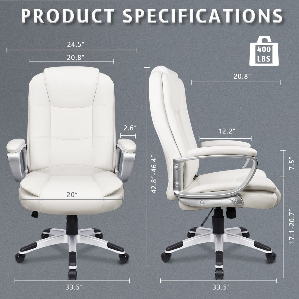 Office Desk Chair, Big and Tall Managerial Executive Chair, High Back Computer Chair,