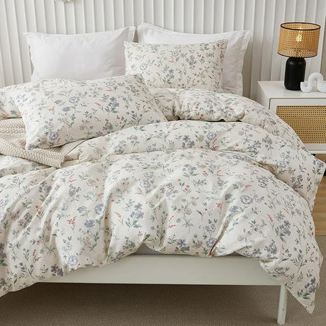 King Size Comforter Set 100% Cotton Floral Bedding Comforter Sets with Light