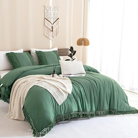 100% Cotton Linen Like Textured Comforter Set Queen(90x90 Inch)