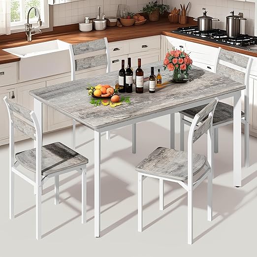 5-Piece Farmhouse Dining Table Set for 4