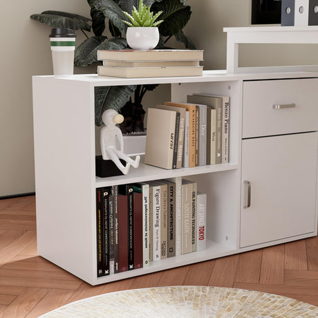 Large L-Shaped Computer Desk, 53" Home Office Desk with Storage File Cabinet