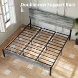 King Size Bed Frame, Metal Bed Frame King with Headboard and Strong Steel Slat Support,