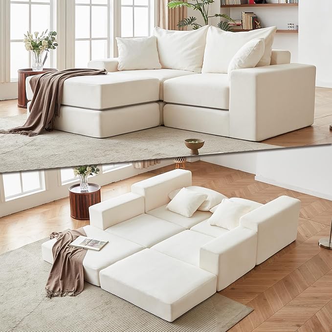 Modular Sectional Loveseat Sofa - Cloud Boneless Couch with Non Slip Base