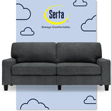 Serta Palisades 61" Track Arm Sofa, Easy Care Polyester, Soft Pillow Back, Pocket Coil Seat Cushions, Removable Covers, Loveseat or Couch for Small Spaces, Living Rooms or Bedrooms, Dark Brown