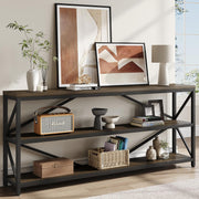 70.8" Industrial Console Table with 3-Tier Storage Shelf