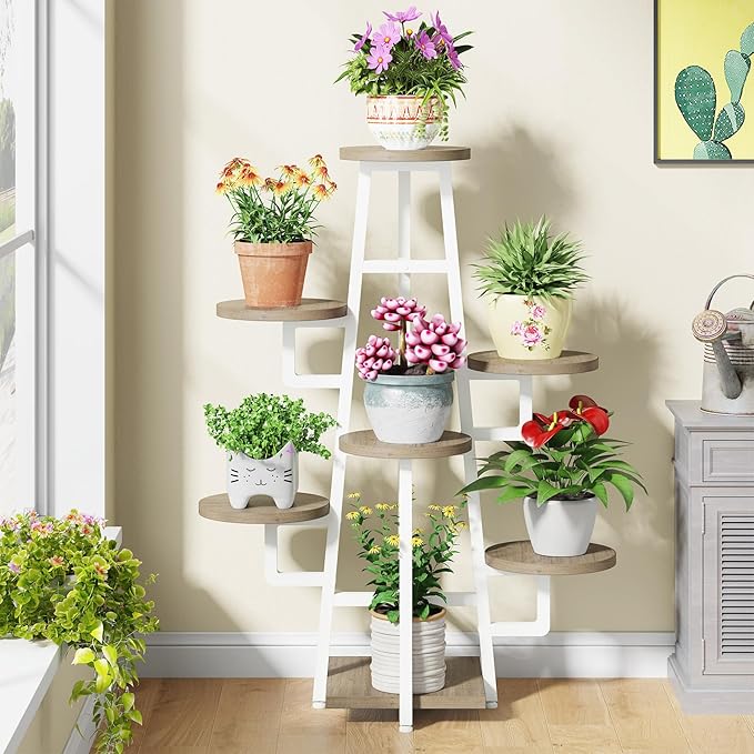 RustiBloom 7-Tier Corner Plant Stand with Grow Lights