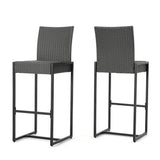 Conrad Outdoor Wicker Barstools, 2-Pcs Set