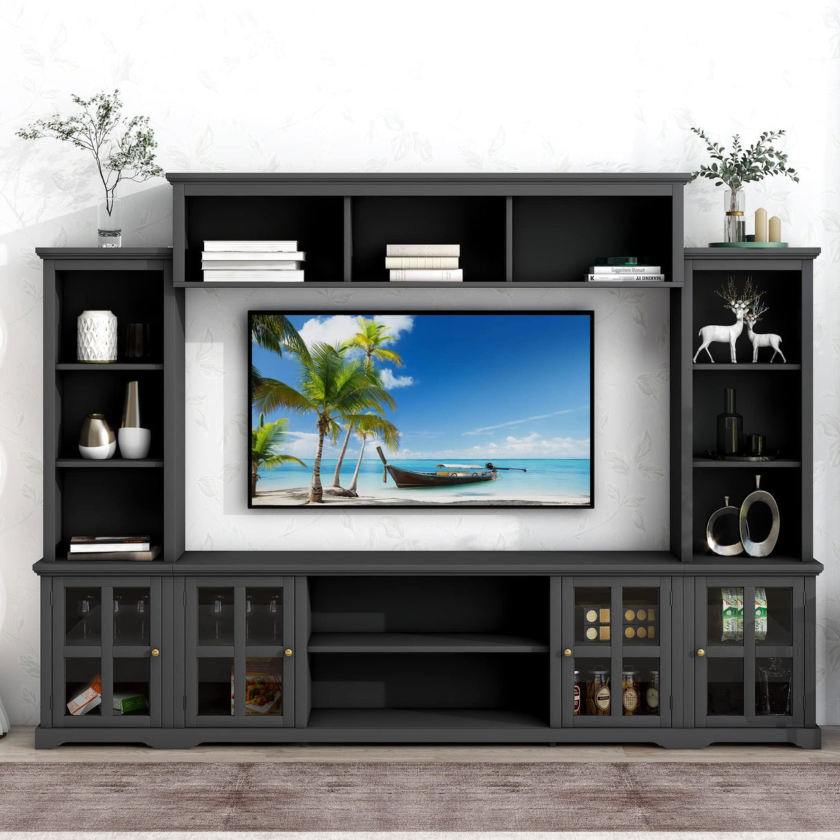 Wall Unit Entertainment Center with Bookshelves, Entertainment Wall Unit