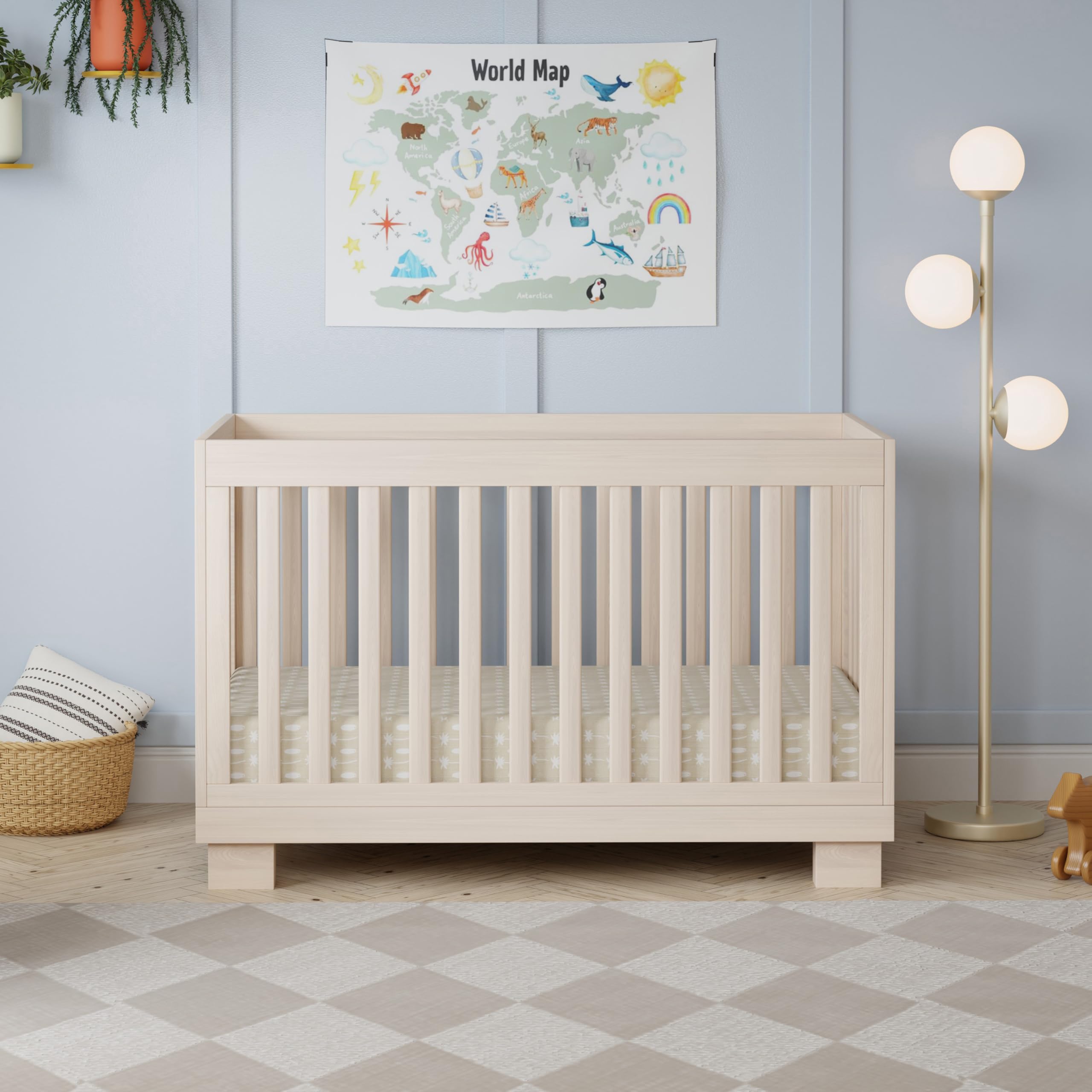 Modo 3-in-1 Convertible Crib with Toddler Bed Conversion Kit in Washed Natural