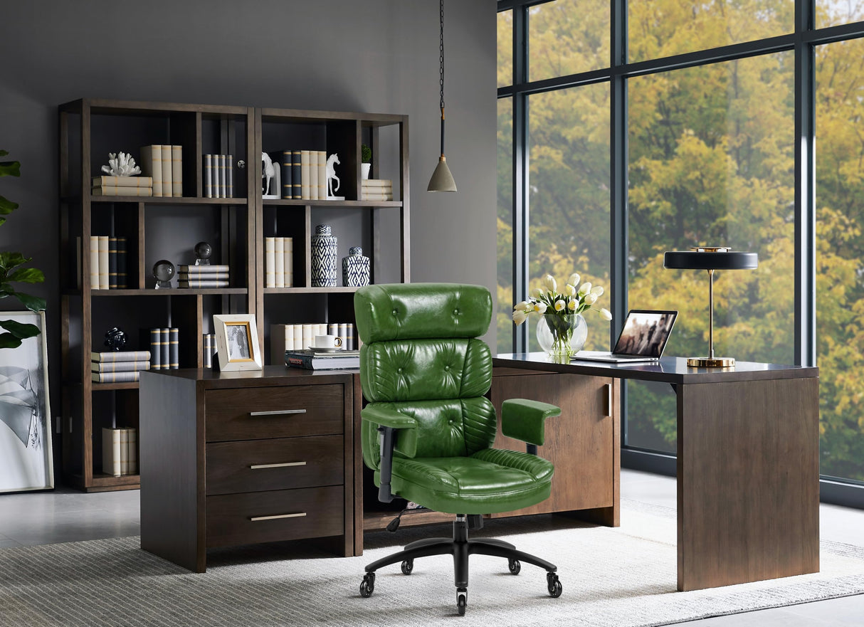 Executive Office Chair Retro Green Leather Office Chai