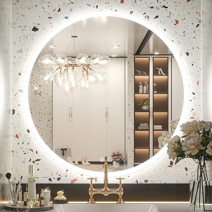 LED Round Mirror for Bathroom with Lights Frontlit