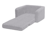 Cozee Flip-Out Sherpa 2-in-1 Convertible Chair to Lounger for Kids, Grey