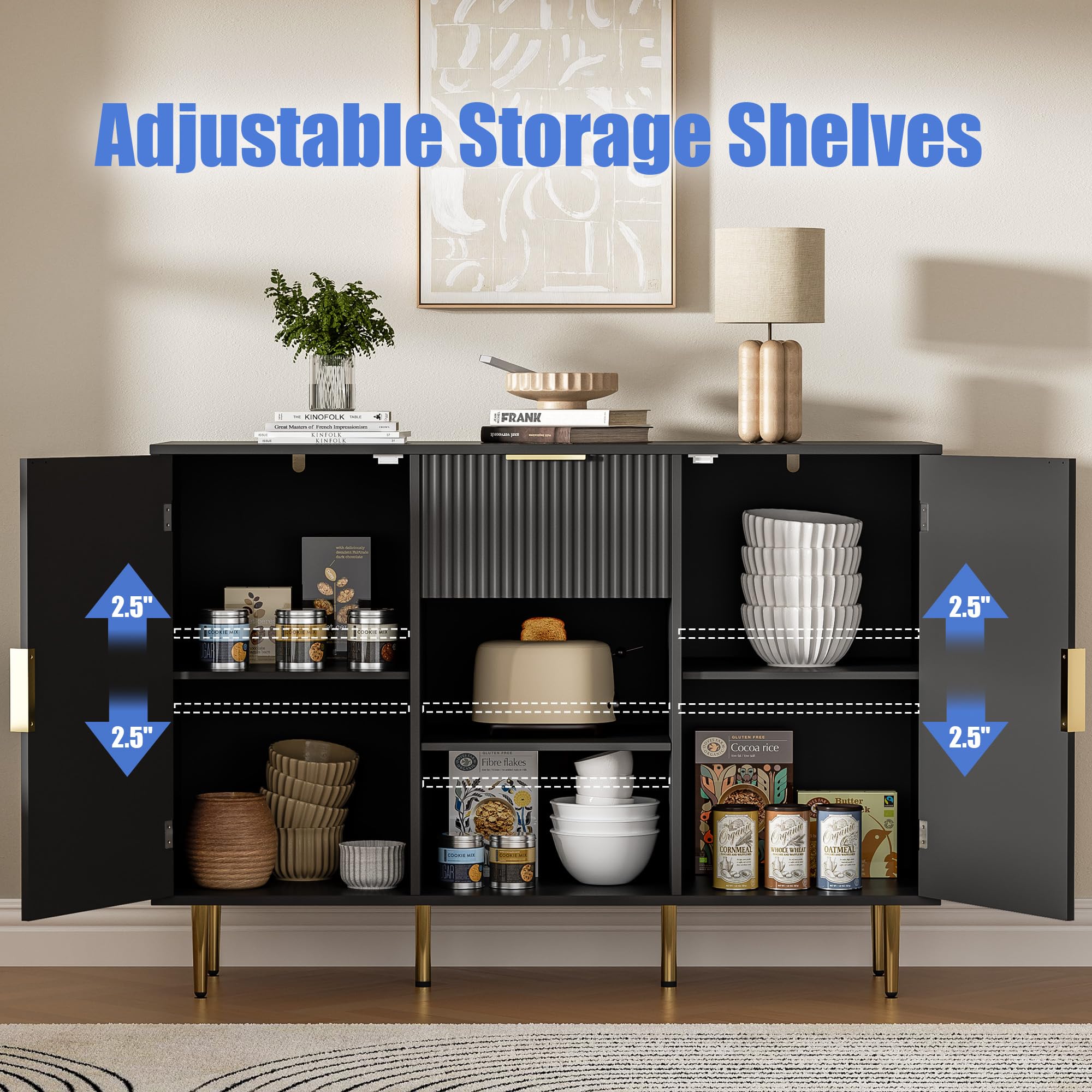 47.2" Large Sideboard Buffet Cabinet with 2 Doors & Drawer
