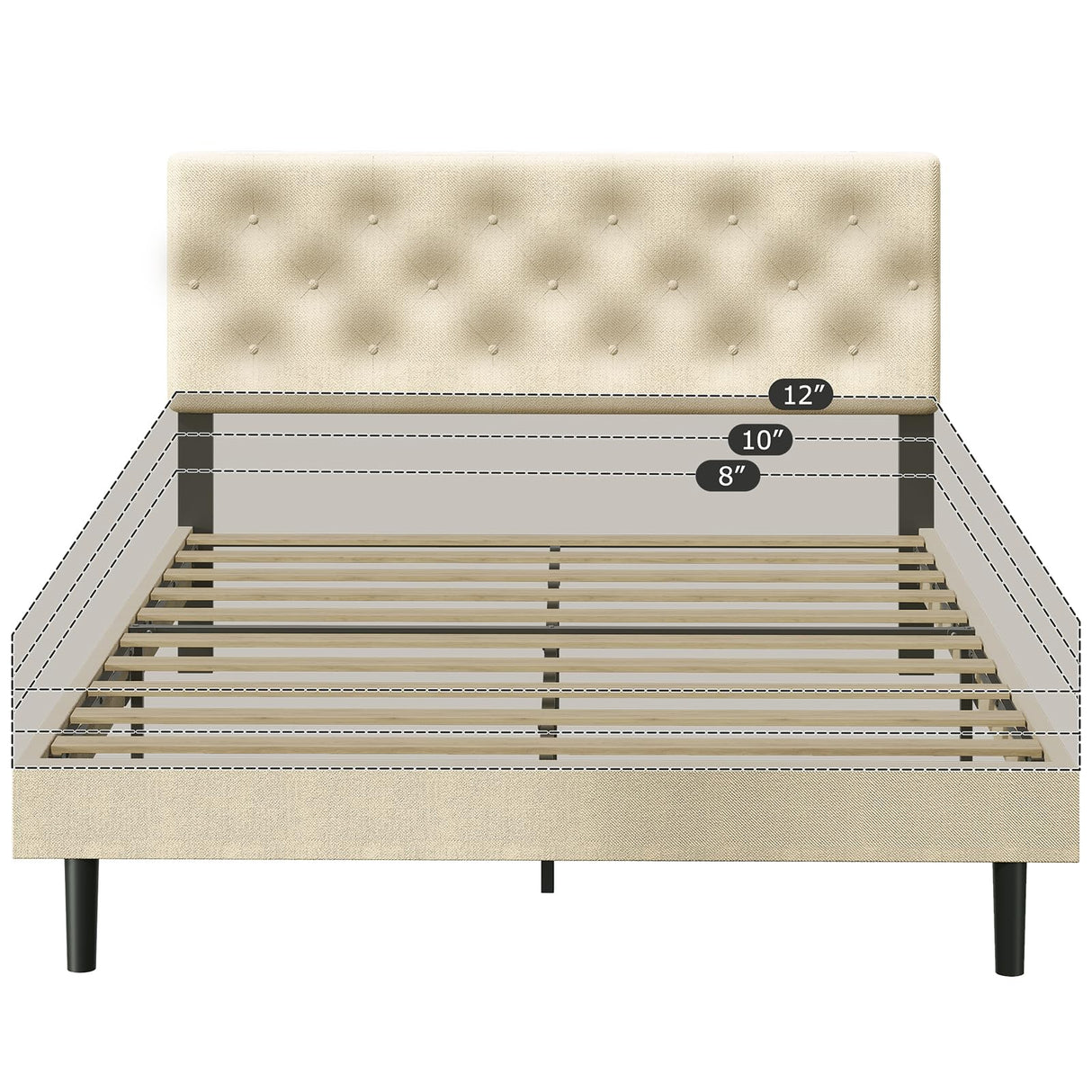 Size Platform Bed Frame with Button Tufted Headboard
