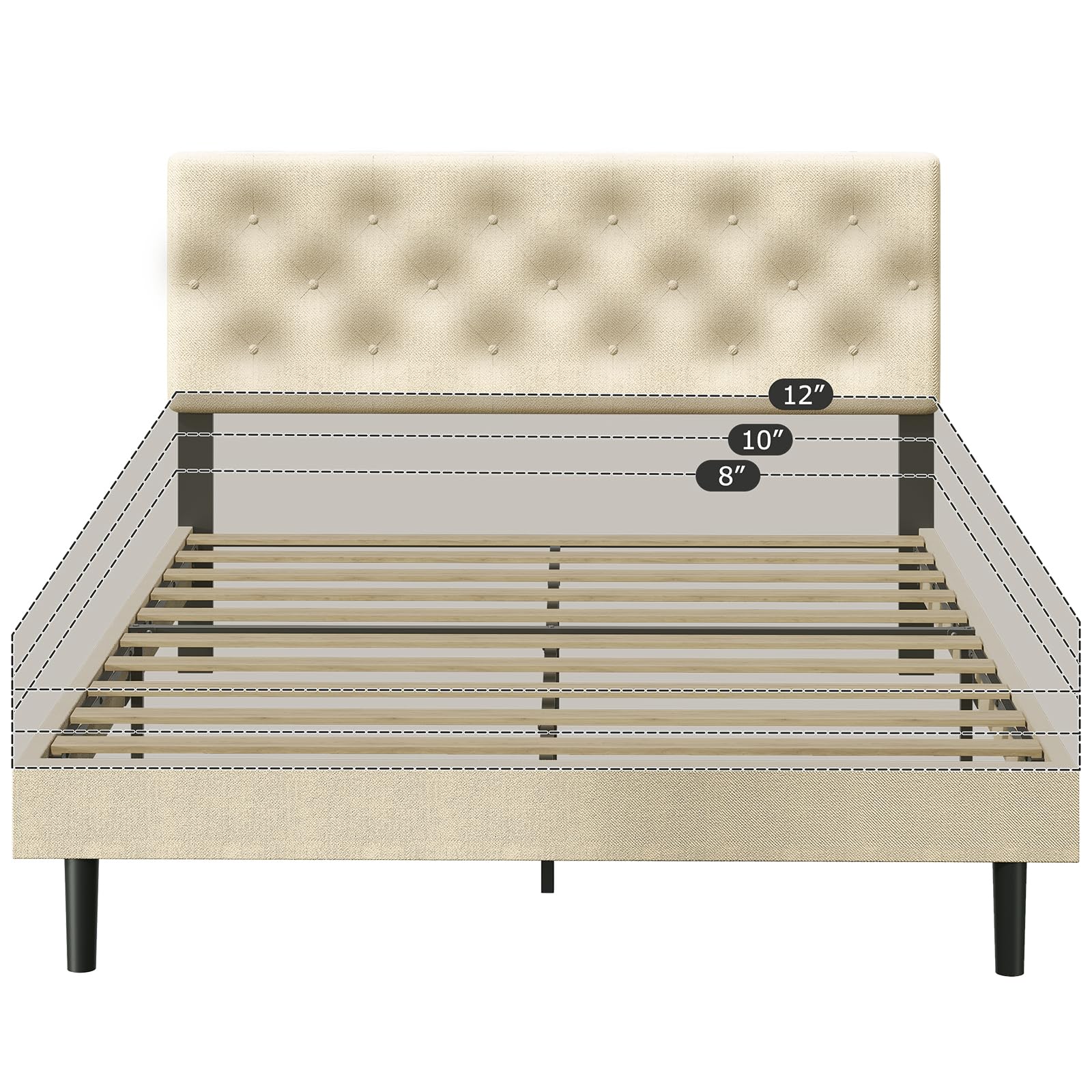 Size Platform Bed Frame with Button Tufted Headboard