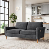 65" Beige Loveseat, Comfy Mid-Century Modern 2-Seat Sofa