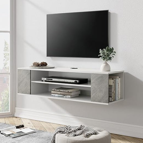 White Floating Entertainment Center for Wall