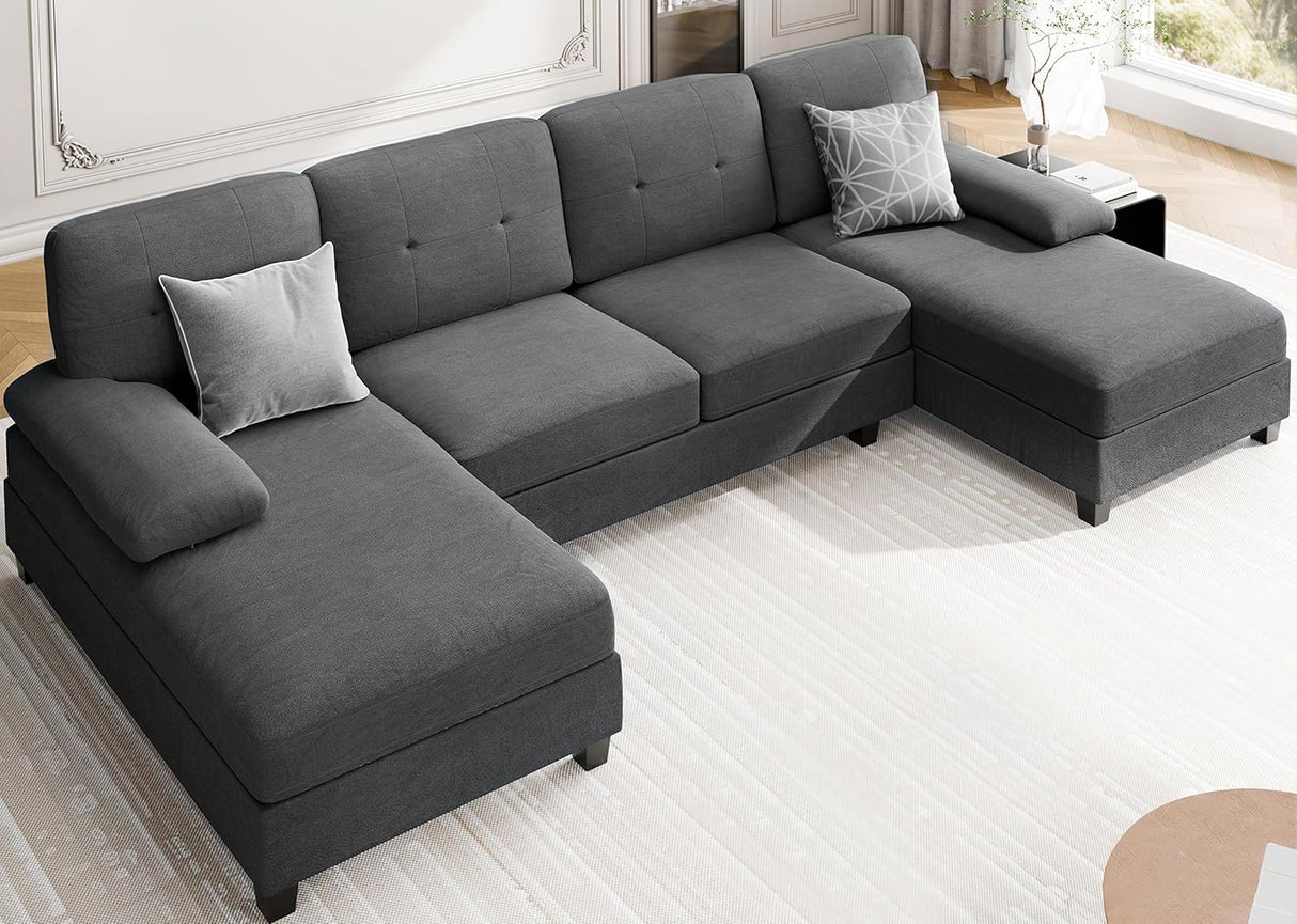 Sofa upgrade for a sofa - Sectional Sofa Couch, U-Shaped Couches for Living Room, 4 Seat Sofa with Oversized Seats and Double Chaise