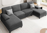 Sectional Sofa Couch, U-Shaped Couches for Living Room, 4 Seat Sofa with Oversized Seats and Double Chaise