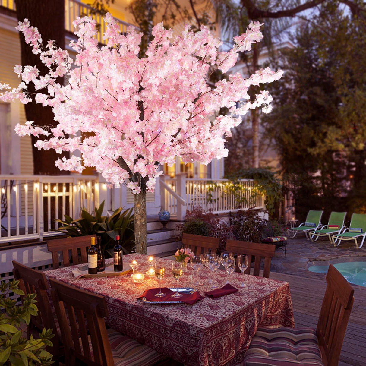 Trees Indoor Decor: Handmade Natural Fake Cherry Blossom Pink Tree Outdoor for Party