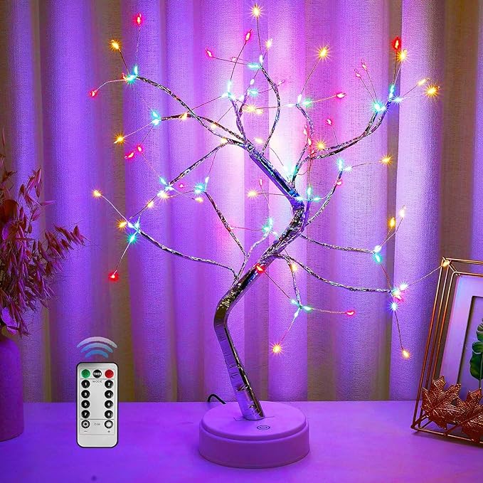 20” 108LED Fairy Sparkly Tree Lamp with Remote Control, USB&3AA Powered 8 Modes,