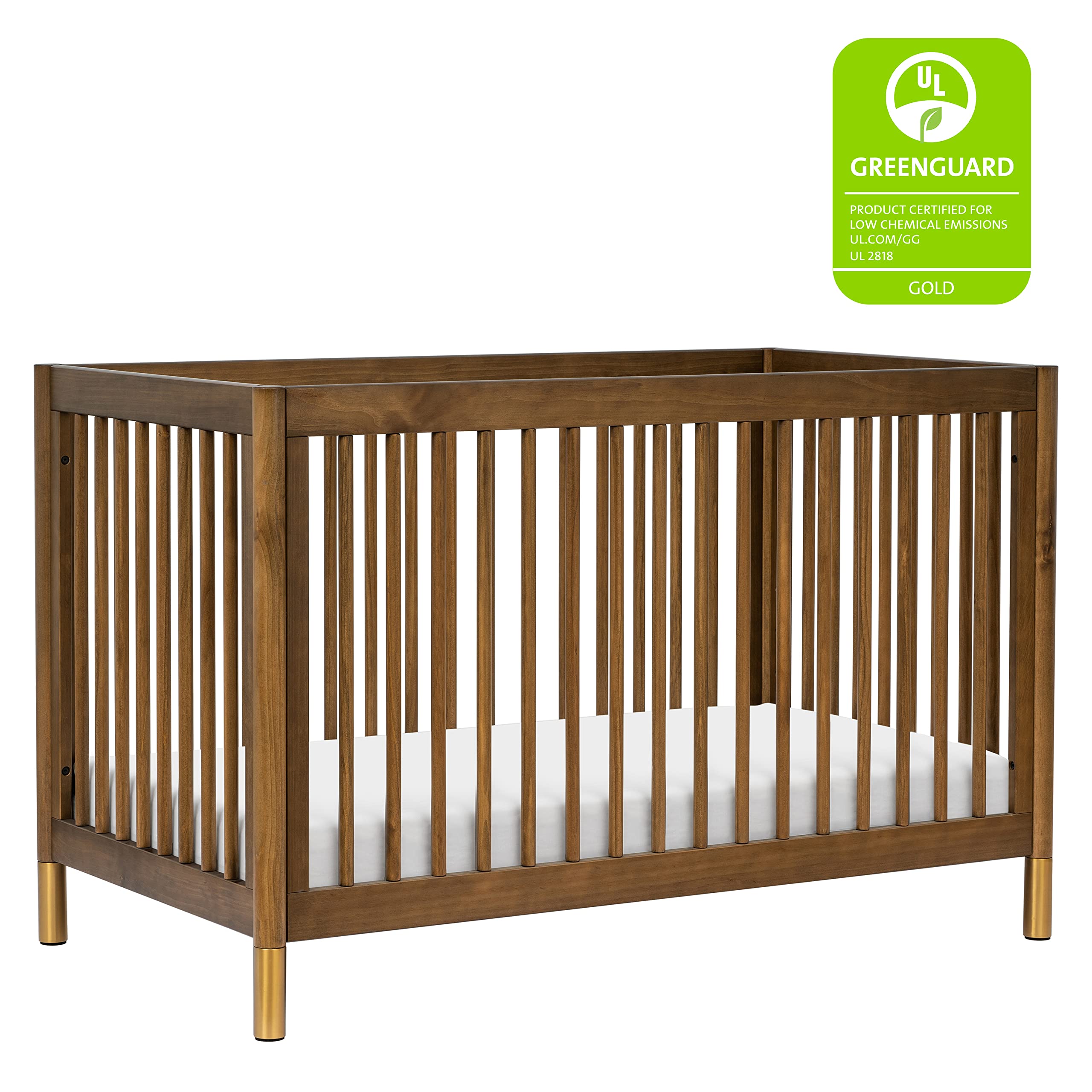 Gelato 4-in-1 Convertible Crib with Toddler Bed Conversion in Natural Walnut and Brushed