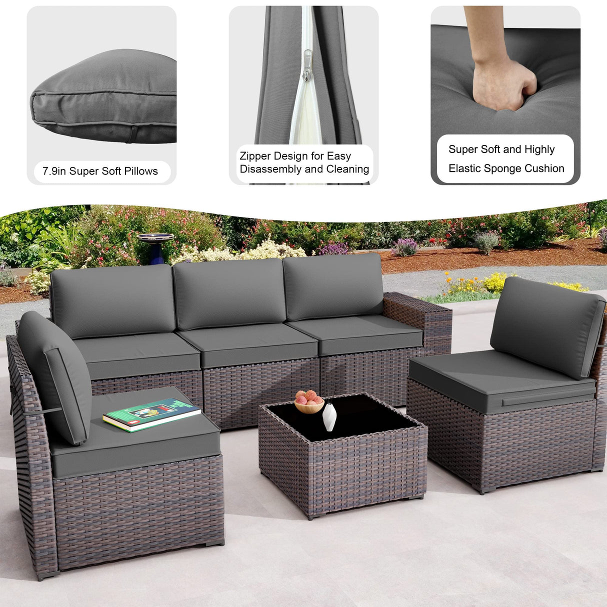 Waterproof Outdoor Patio Set, Modern All-Weather  Patio Furniture Sets