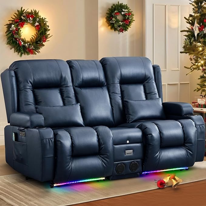 Power Recliner Chair with Massage & Heat, Faux Leather Recliner Sofa Chair