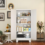 White Metal Storage Cabinet, 61" Steel File Cabinet for Home Office, Kitchen Pantry