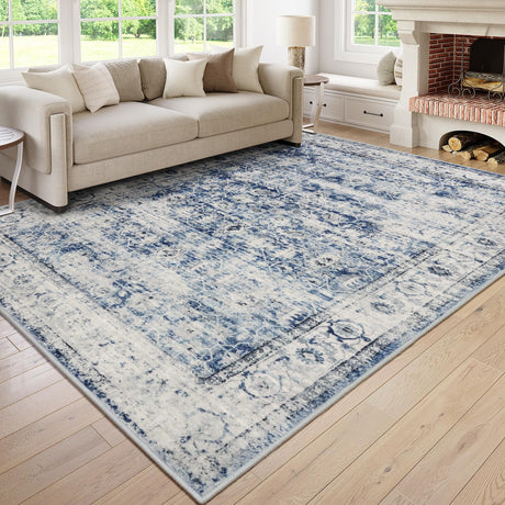 Blue Area Rug for Living Room 6x9 Machine Washable Area Rugs Living Room Rug,