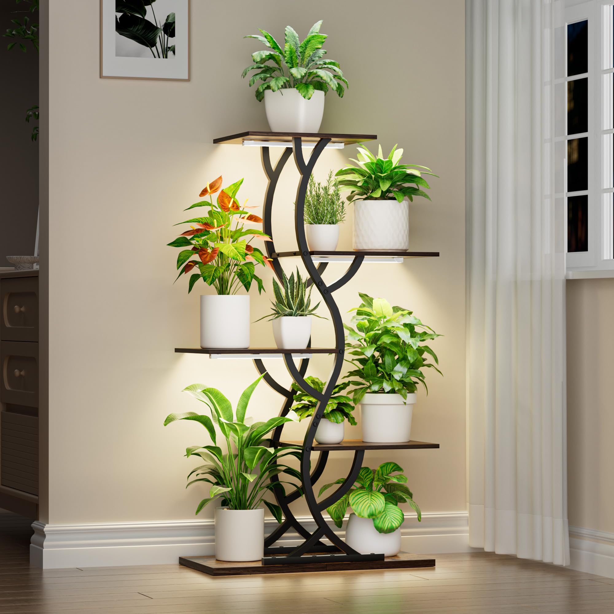 GlowCurve 43 – 5 Tier Corner Plant Stand with Grow Lights