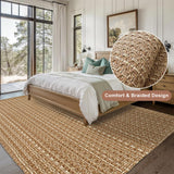 Washable Area Rug 5x7 - Non Slip Rubber Backed Faux Jute Rug