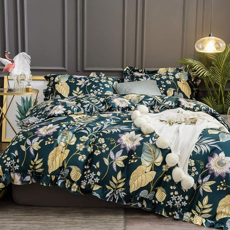 Boho Chic Shabby Floral Classic Luxury Collection Elegant Peony And Leaves Bedding