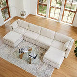 Terracotta 6-Seat U-Shaped Modular Sofa Set, Extra Large Sectional Couch with Reversible aise, 146 inch Width, Sofa