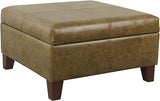 Home Decor |K2380-E903| Luxury Large Faux Leather Square Storage Ottoman