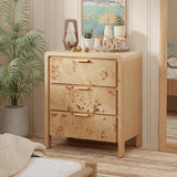 Farmhouse Nightstand with 3 Drawer, Distressed Wood Rustic Accent Dresser