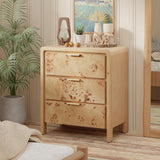 Fully Assembled Farmhouse 3-Drawer Nightstand, Set of 2，Distressed Wood Retro
