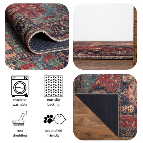 Machine Washable Area Rugs with Non-Slip Backing, Ideal for Hallway, Living