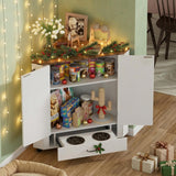 Farmhouse Dog Food Storage Corner Cabinet with Feeding Station